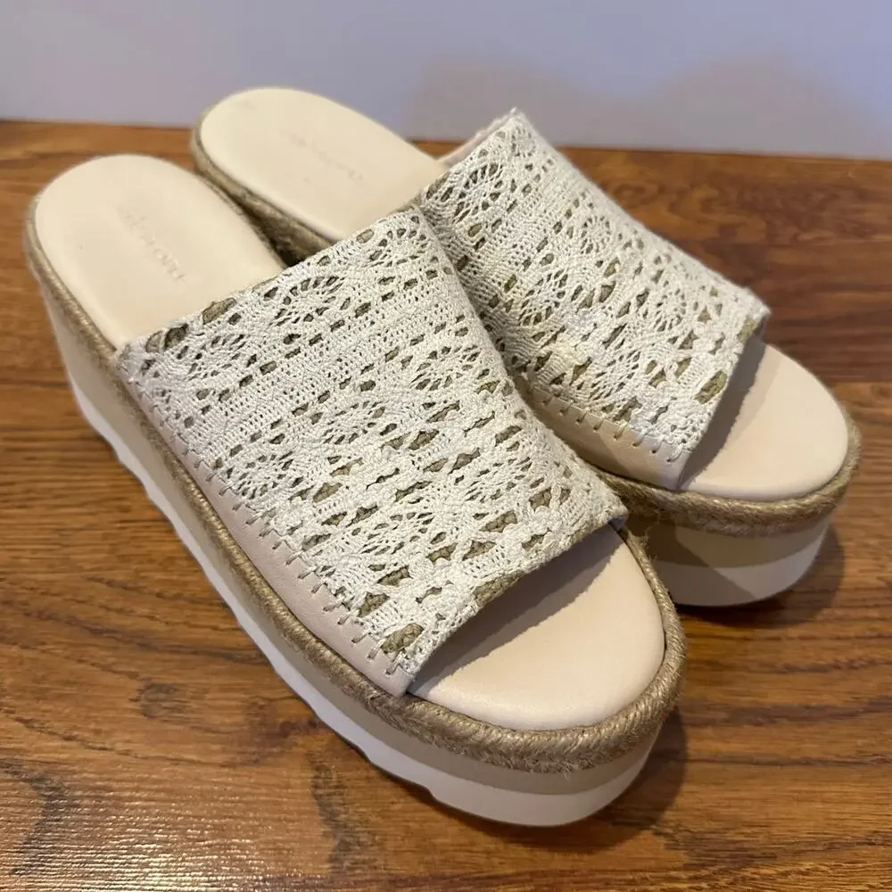 Free People Santorini Espadrille Platform Sandals Cream Size 7.5 Boho Chic